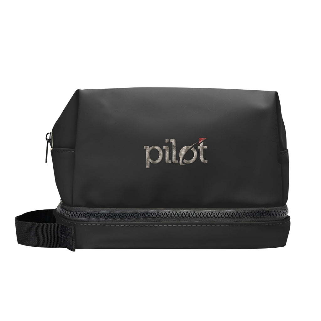 Hudson Leatherette Toiletry Bag Embroidery - Black - Embroidery
