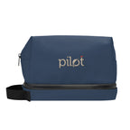Hudson Leatherette Toiletry Bag - Navy - Embroidery