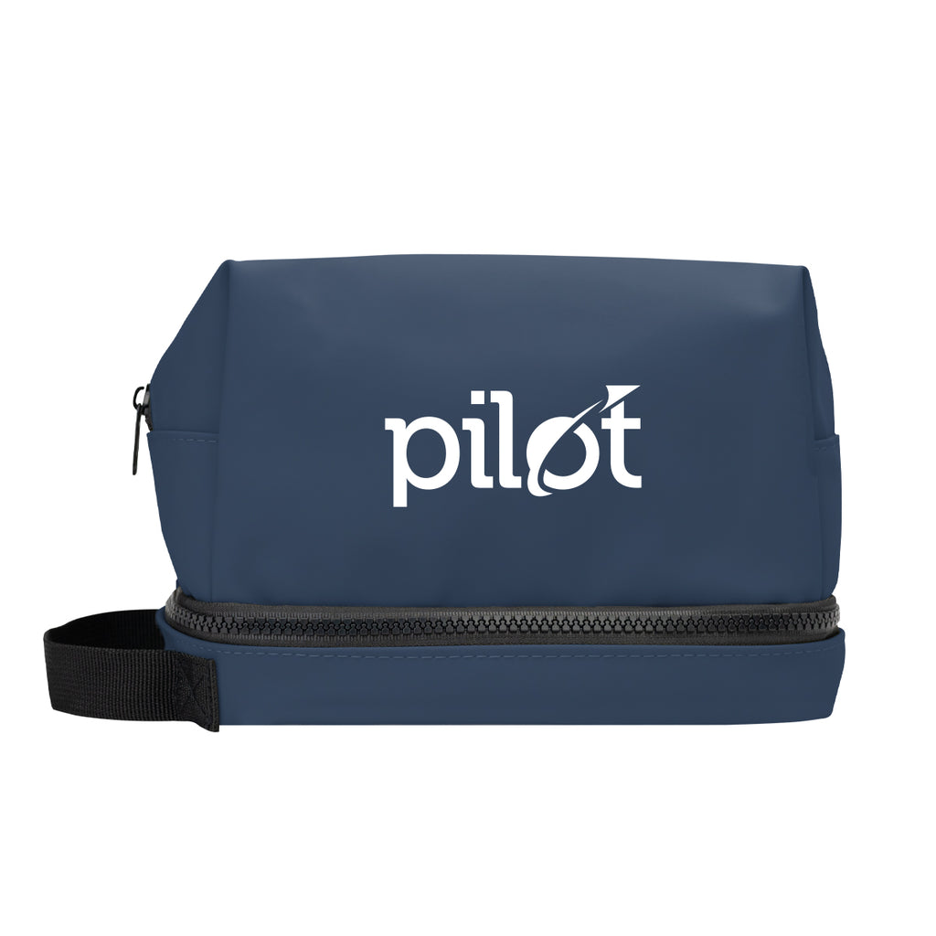 Hudson Leatherette Toiletry Bag - Navy - Silk Screen
