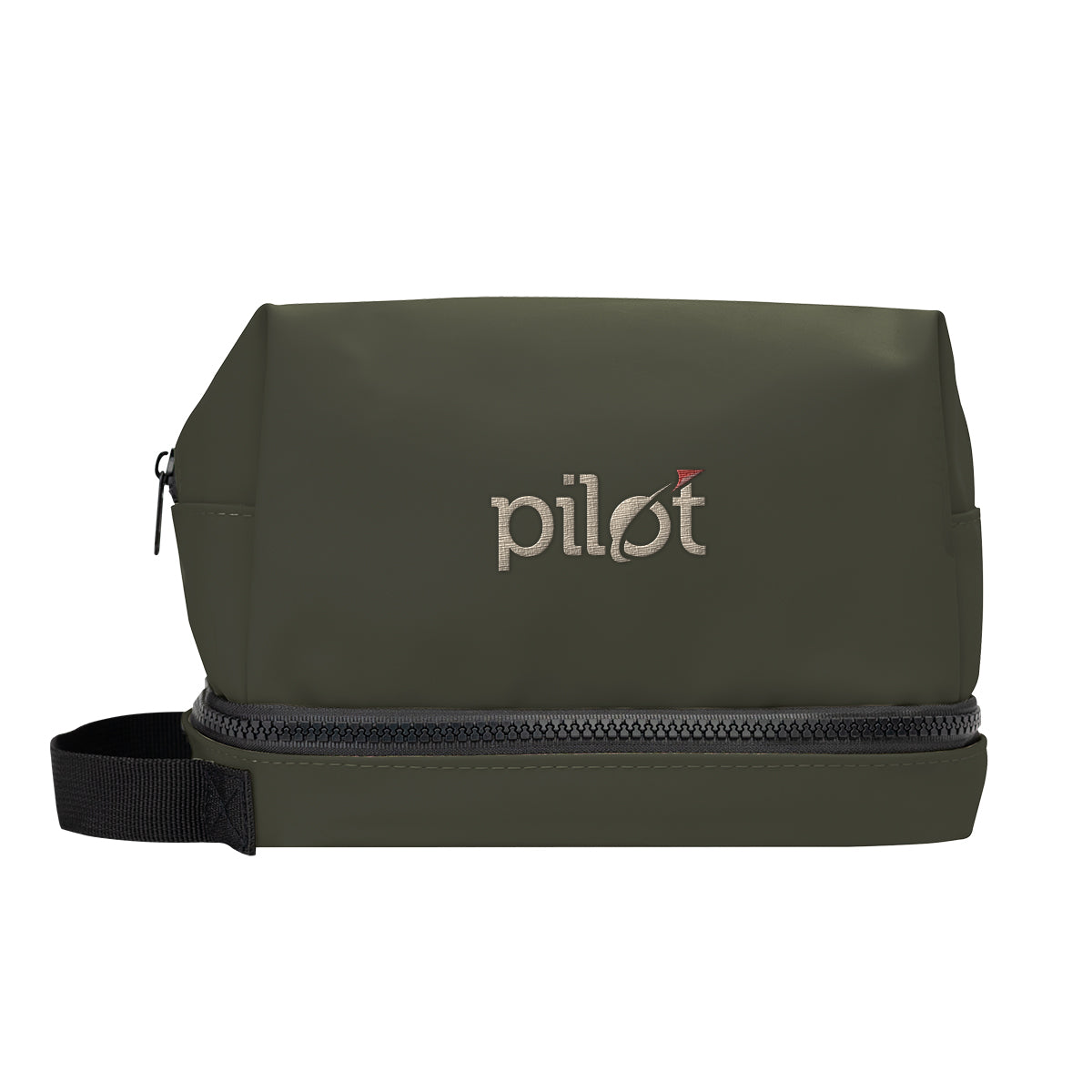 Hudson Leatherette Toiletry Bag - Olive - Embroidery
