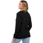 Hudson Ribbed Half Zip Sweater for Women Embroidery - Black - Back On Model