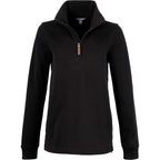 Hudson Ribbed Half Zip Sweater for Women Embroidery - Black - Front