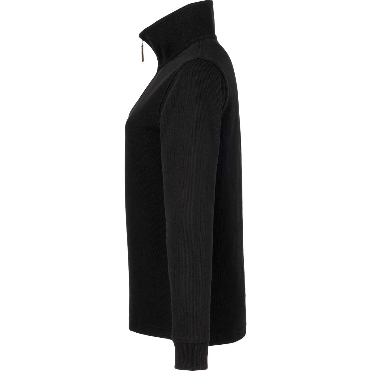 Hudson Ribbed Half Zip Sweater for Women Embroidery - Black - Left Side