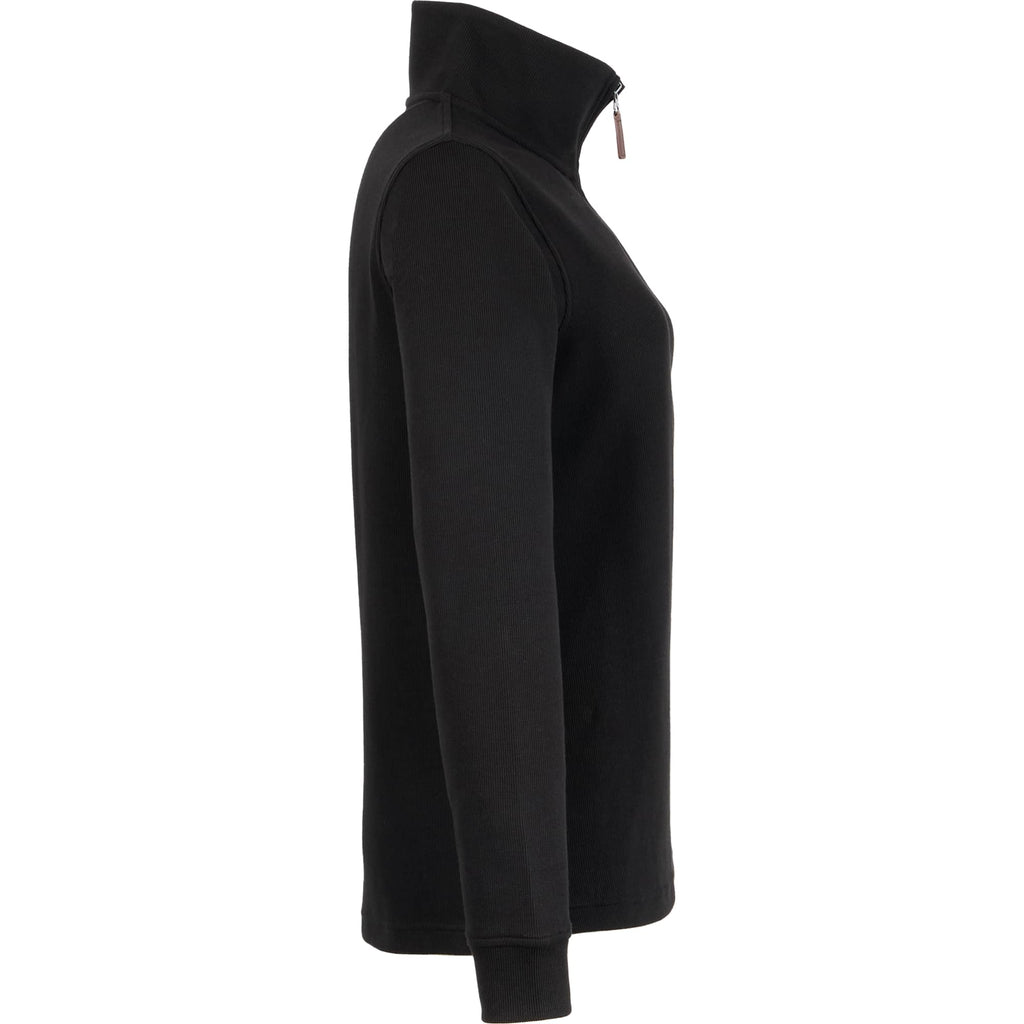 Hudson Ribbed Half Zip Sweater for Women Embroidery - Black - Right Side