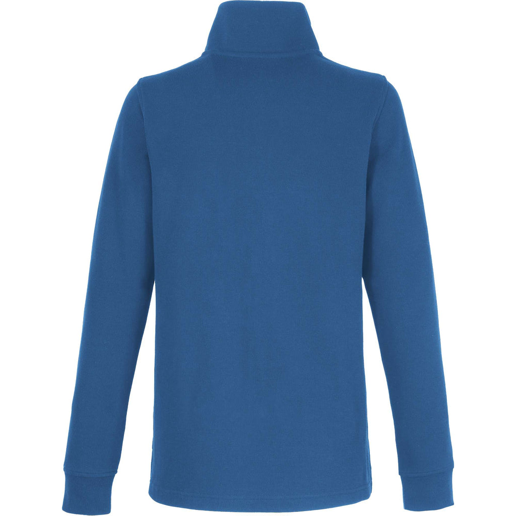 Hudson Ribbed Half Zip Sweater for Women Embroidery - Denim - Back