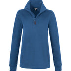 Hudson Ribbed Half Zip Sweater for Women Embroidery - Denim - Front