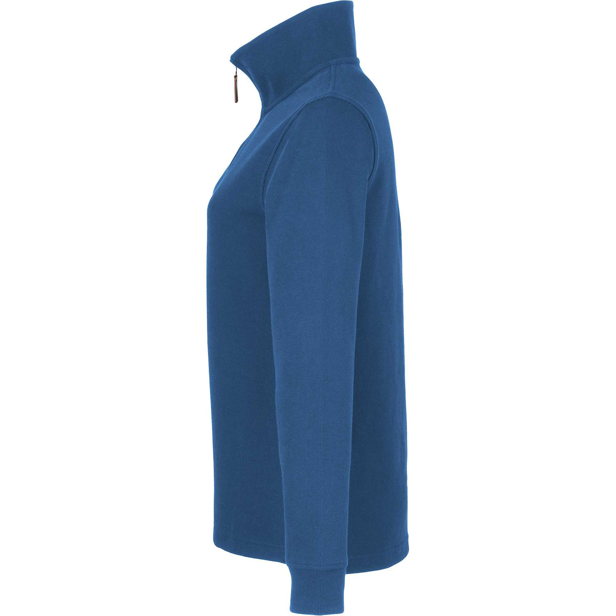 Hudson Ribbed Half Zip Sweater for Women Embroidery - Denim - Left Side