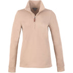 Hudson Ribbed Half Zip Sweater for Women Embroidery - Tan - Front
