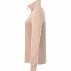 Hudson Ribbed Half Zip Sweater for Women Embroidery - Tan - Left Side