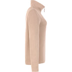 Hudson Ribbed Half Zip Sweater for Women Embroidery - Tan - Right Side