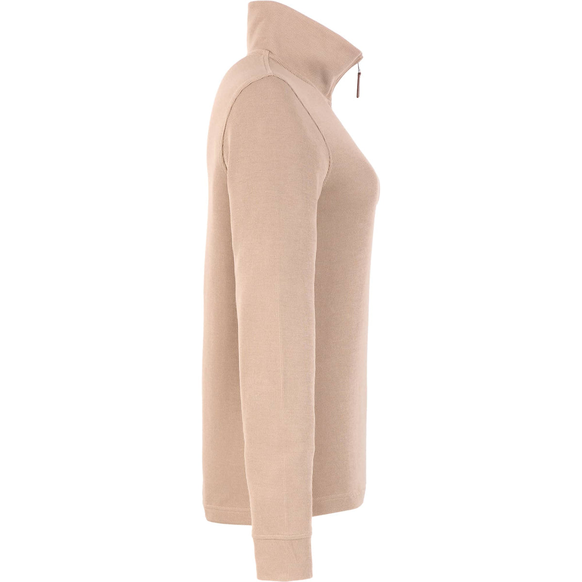 Hudson Ribbed Half Zip Sweater for Women Embroidery - Tan - Right Side