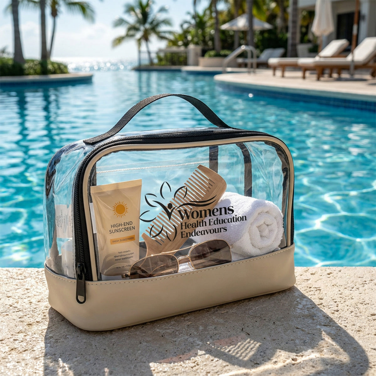 Hudson Toiletry Bag in Recycled PET - Beige - Silk Screen