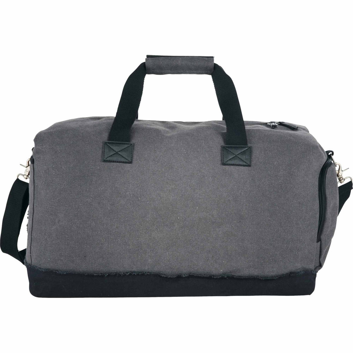 Hudson Weekender Duffel Bag in Canvas and Vinyl, 21 Inches Embroidery - Gray - Back