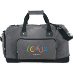 Hudson Weekender Duffel Bag in Canvas and Vinyl, 21 Inches Embroidery - Gray - Front
