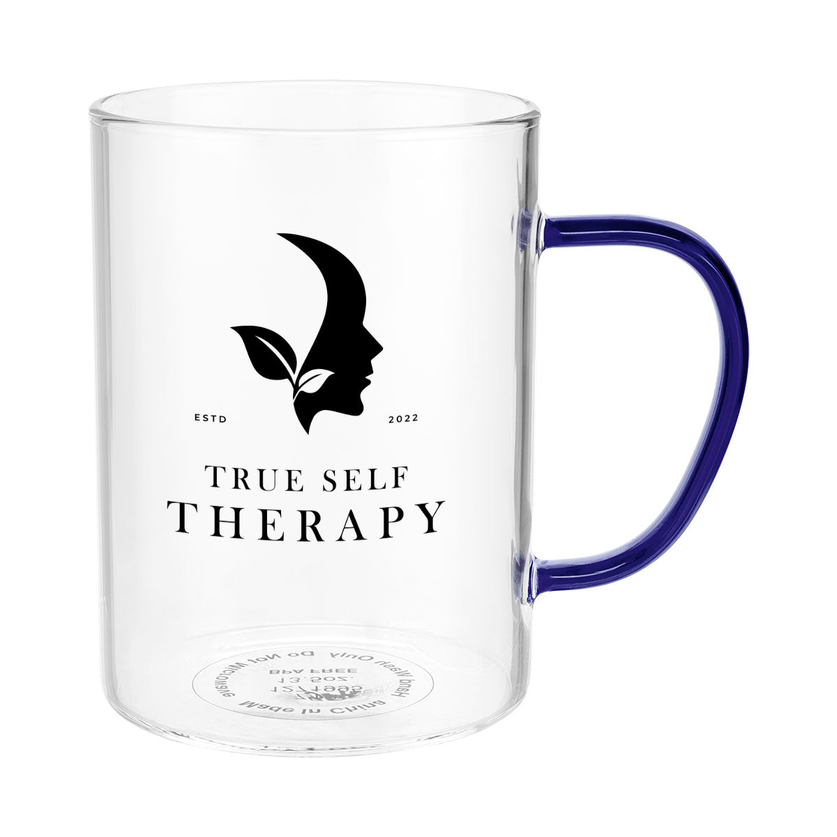 Hue Glass Mug, 13.5 oz - Blue - Silk Screen