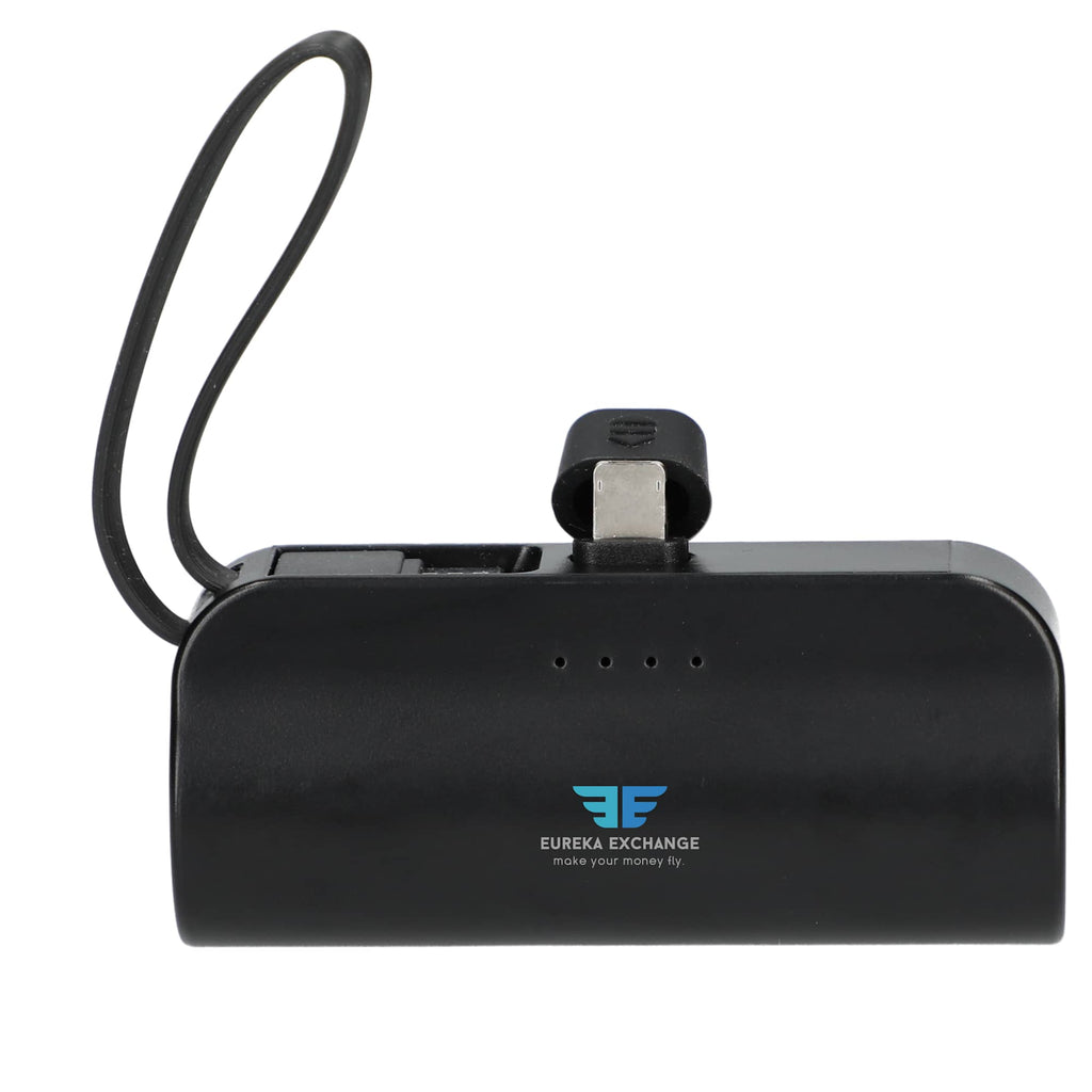 Hue Power Bank with Lanyard Cable and Multi Tips, 5,000 mAh - Black - Front