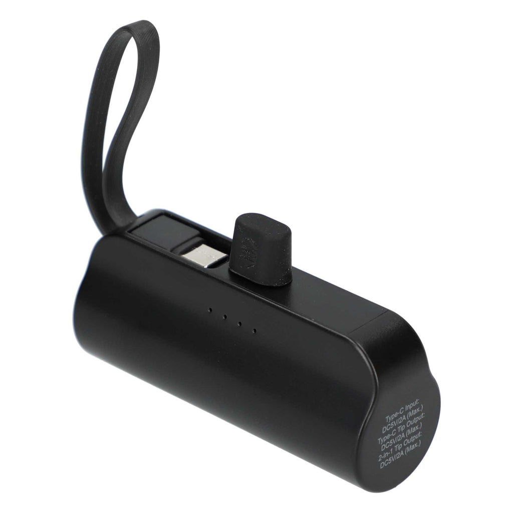Hue Power Bank with Lanyard Cable and Multi Tips, 5,000 mAh - Black - Left Angle 2