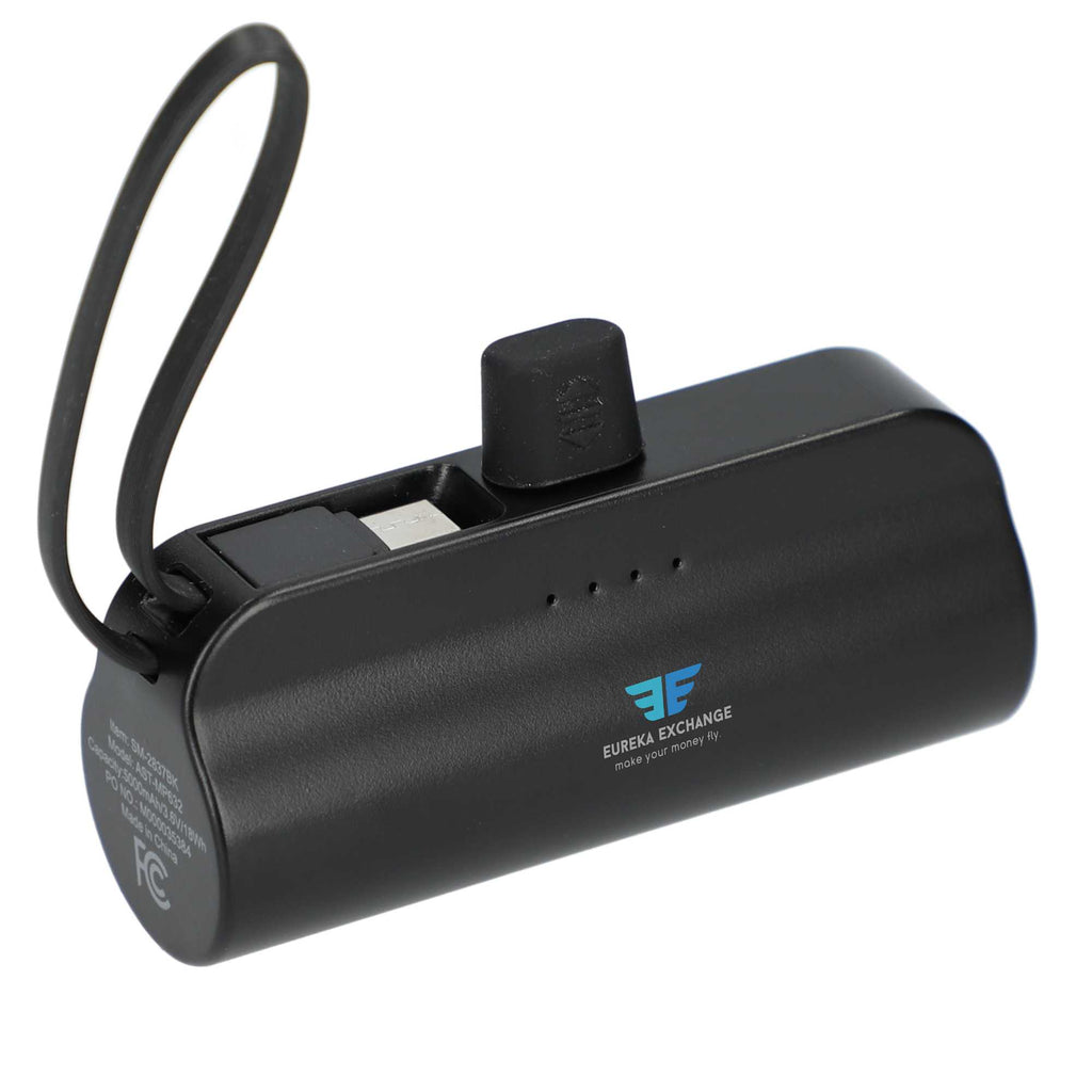 Hue Power Bank with Lanyard Cable and Multi Tips, 5,000 mAh - Black - Right Angle 2