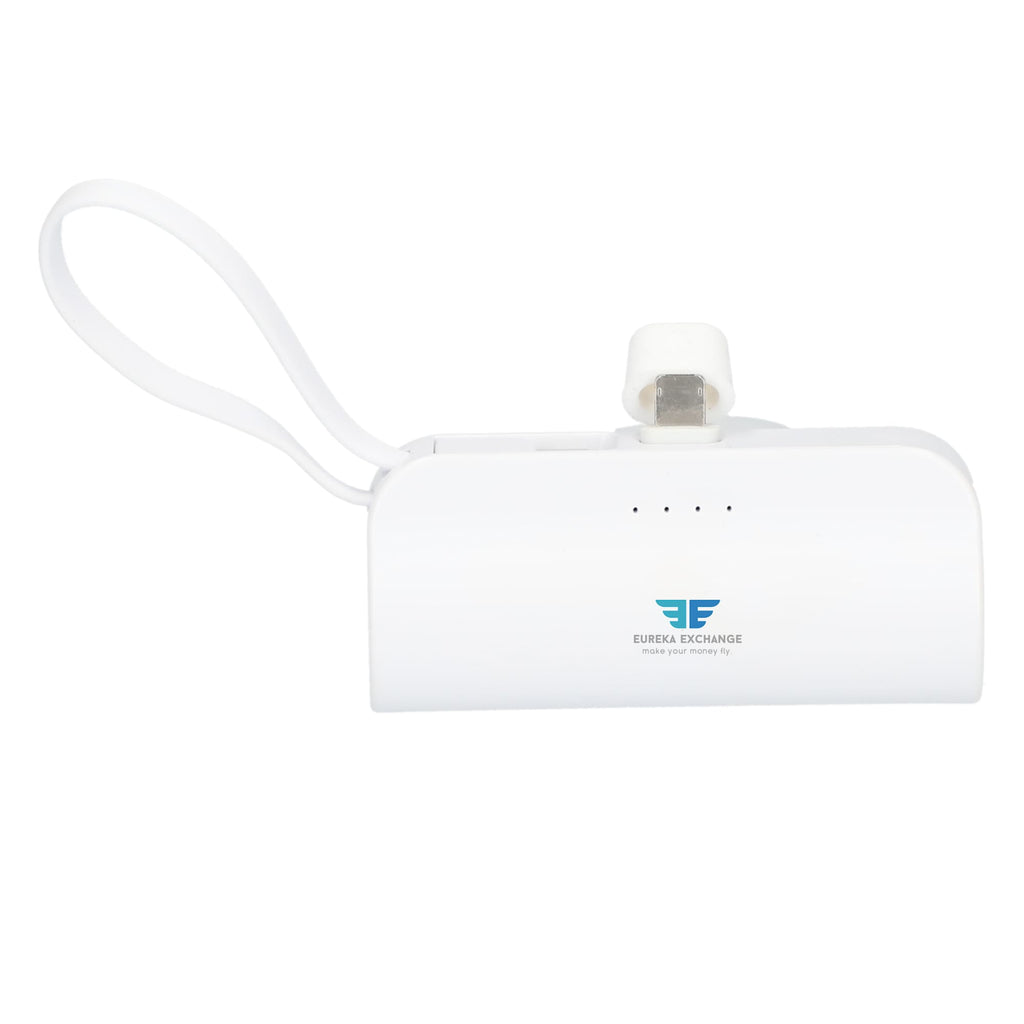 Hue Power Bank with Lanyard Cable and Multi Tips, 5,000 mAh - White - Front 3