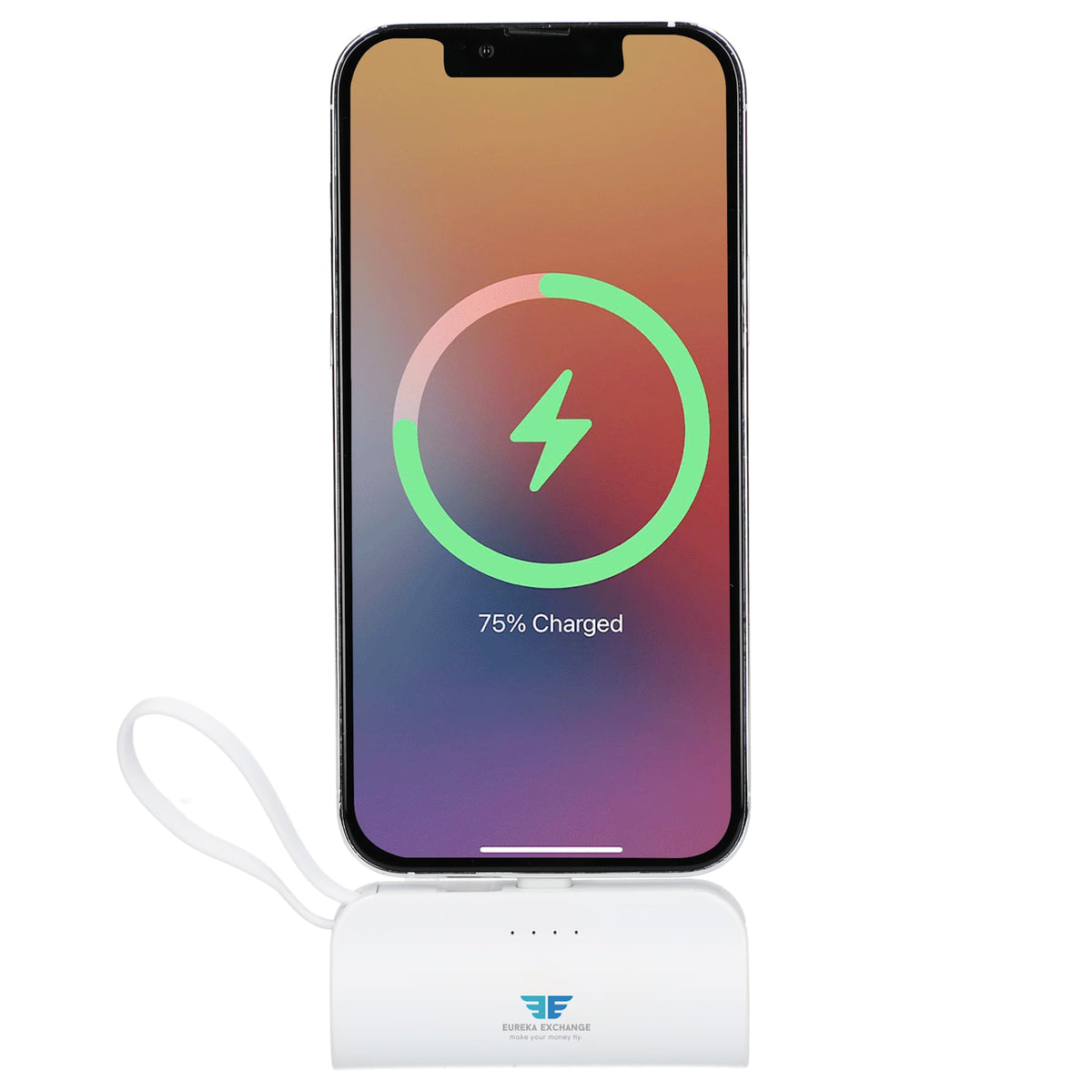Hue Power Bank with Lanyard Cable and Multi Tips, 5,000 mAh - White - Front
