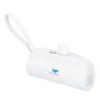 Hue Power Bank with Lanyard Cable and Multi Tips, 5,000 mAh - White - Left Angle