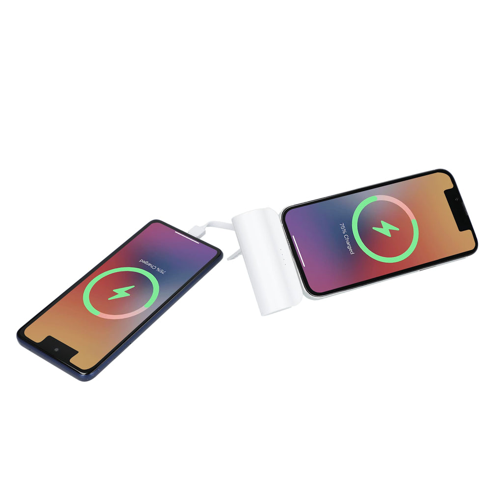 Hue Power Bank with Lanyard Cable and Multi Tips, 5,000 mAh - White - Right Angle 5