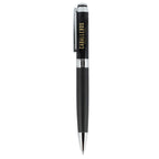 Hyde Capped Gel Pen in Recycled Brass and Leather - Black - Left Side