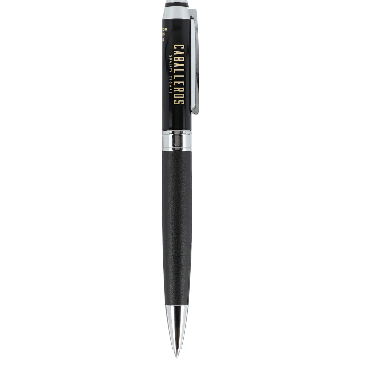 Hyde Capped Gel Pen in Recycled Brass and Leather - Black - Right Side