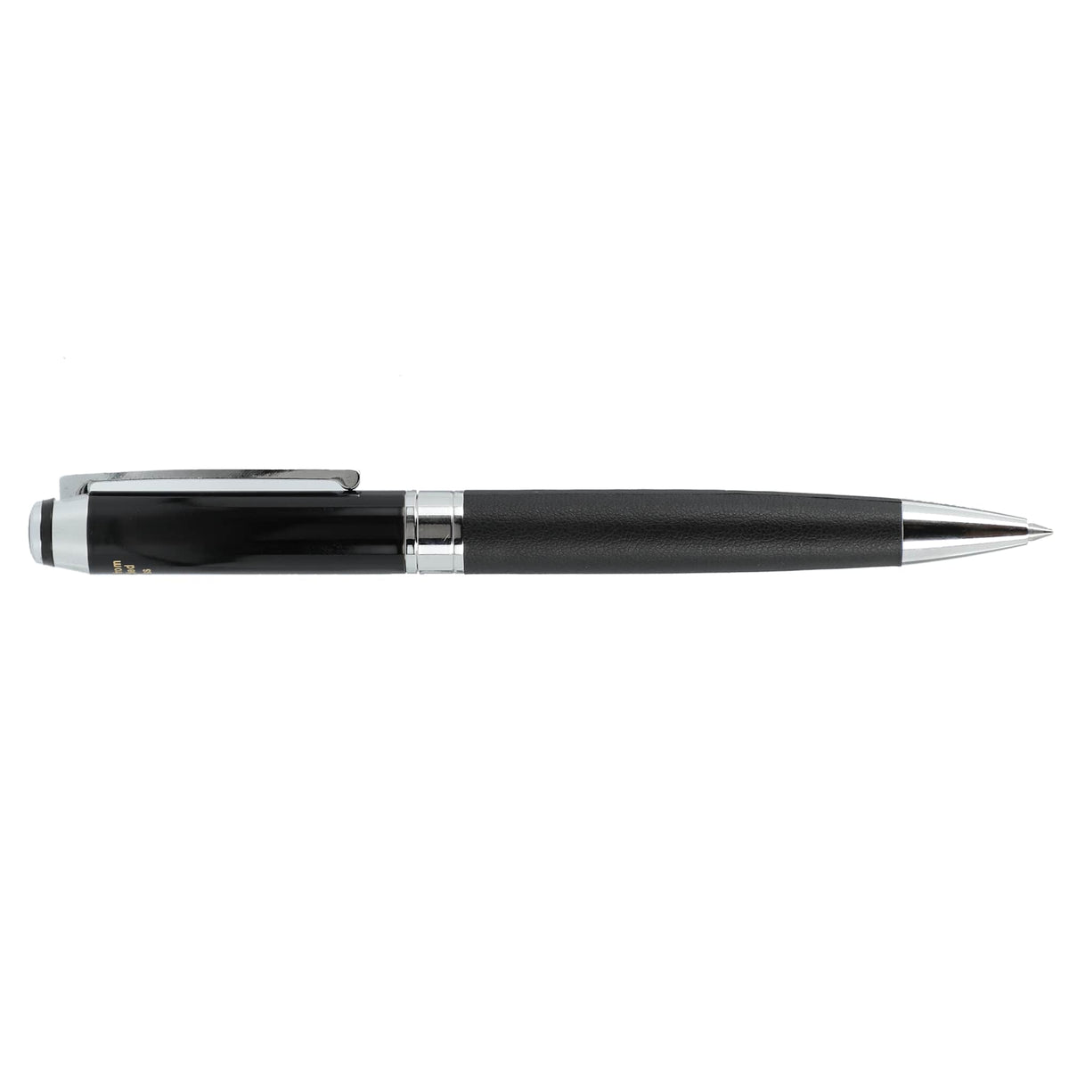 Hyde Capped Gel Pen in Recycled Brass and Leather Laser Engraving - Black - Right Side 2