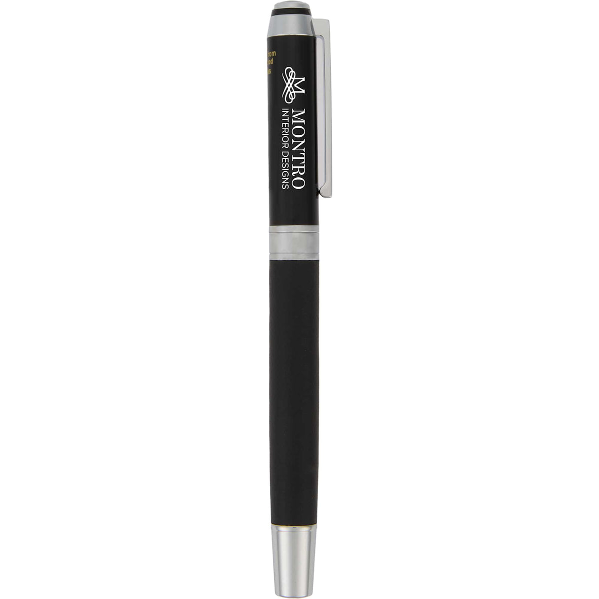 Hyde Gel Rollerball Pen in Recycled Brass Laser Engraving - Black - Front 3
