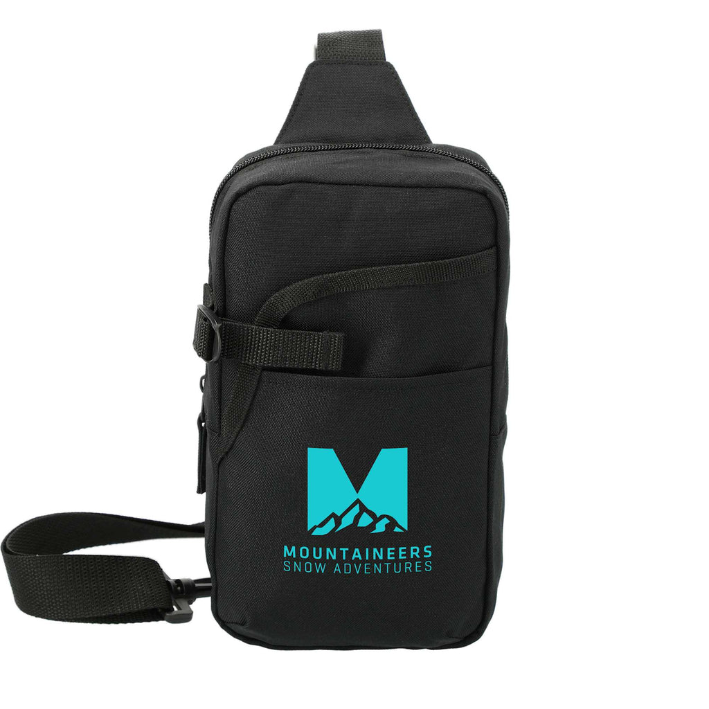 Hydration Sling Bag with Front Bottle Pocket - Black - Front