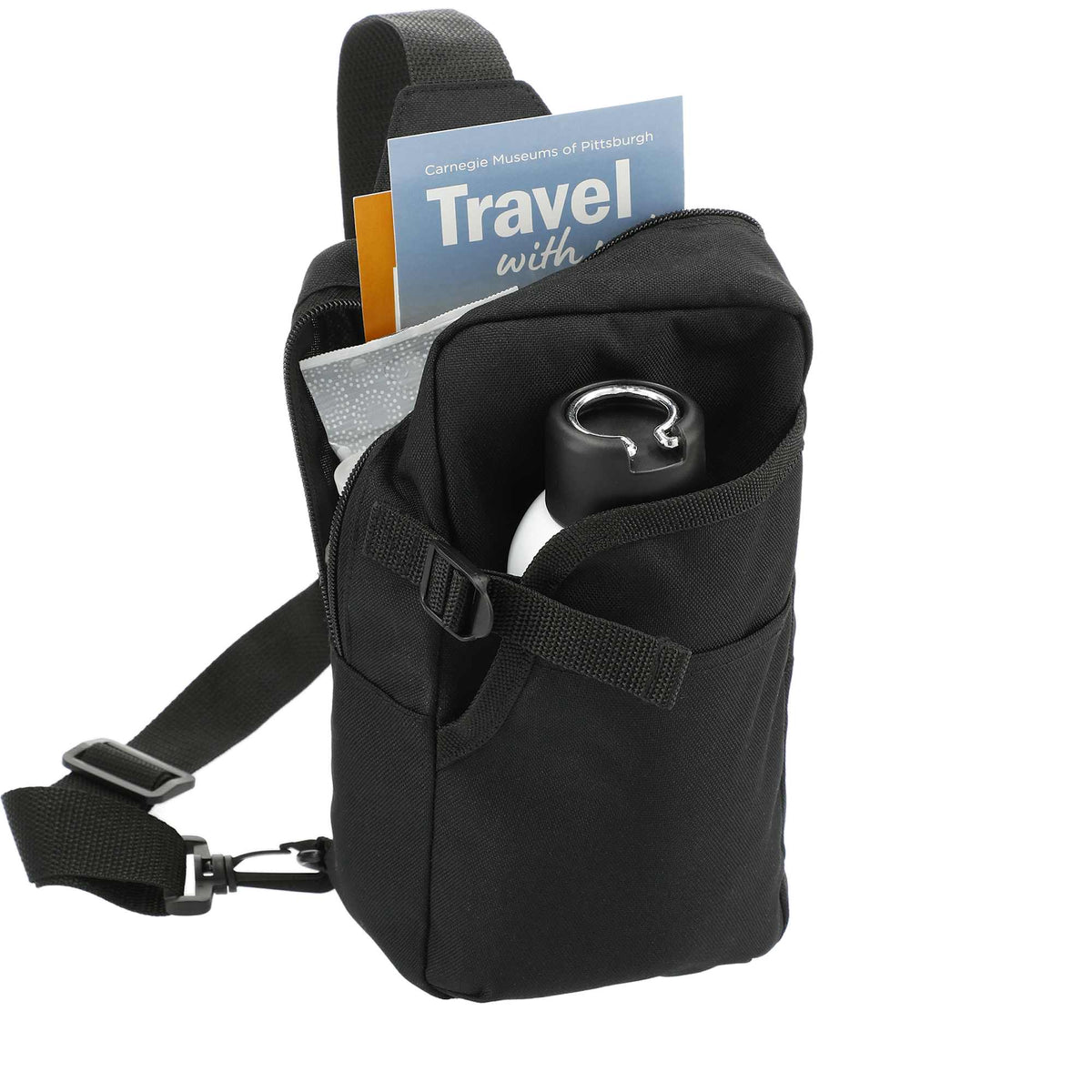 Hydration Sling Bag with Front Bottle Pocket - Black - Right Angle 4