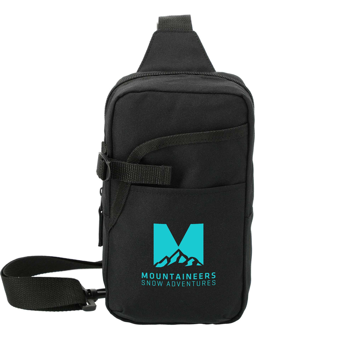 Hydration Sling Bag with Front Bottle Pocket Full Color - Black - Front