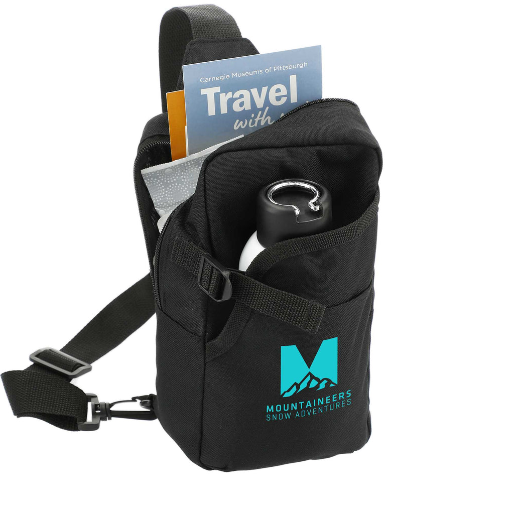 Hydration Sling Bag with Front Bottle Pocket Full Color - Black - Right Angle 2
