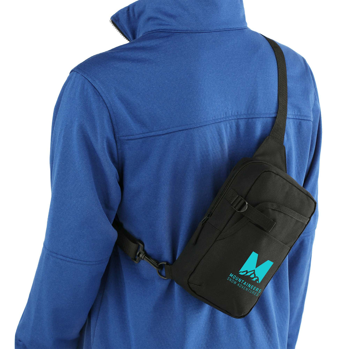 Hydration Sling Bag with Front Bottle Pocket Full Color - Black - Right Angle