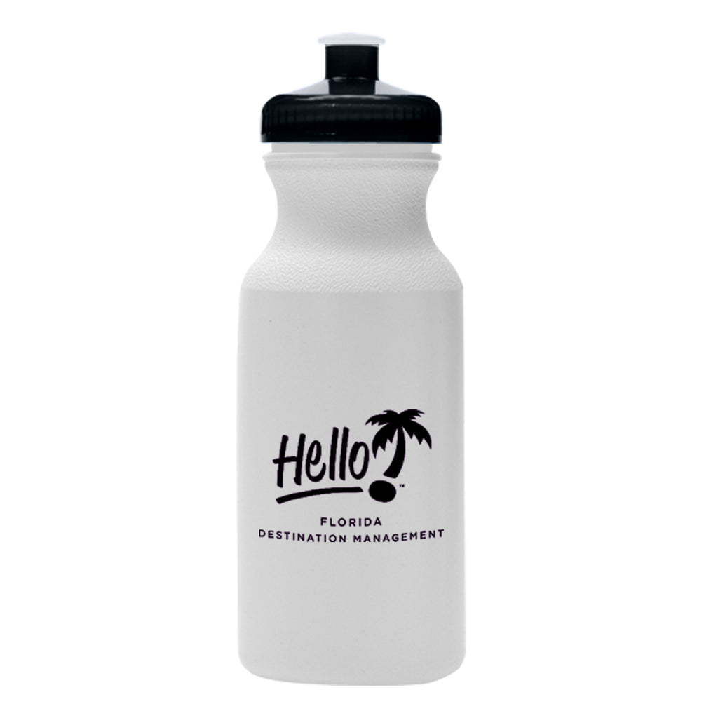 Hydration Water Bottle, 20 oz - White with Black - Silk Screen