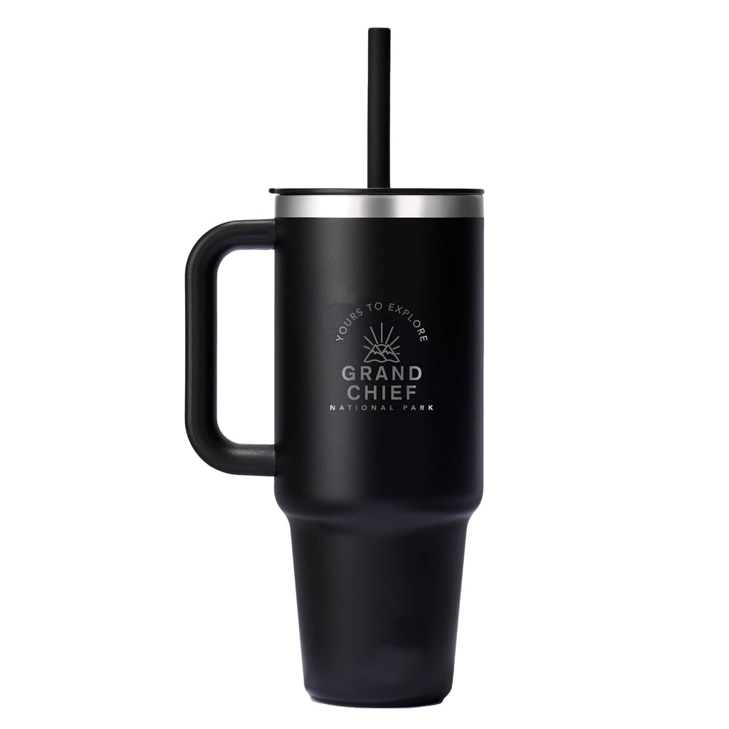 Hydro Flask All Around Travel Tumbler with Straw, 40 oz - Black - Back
