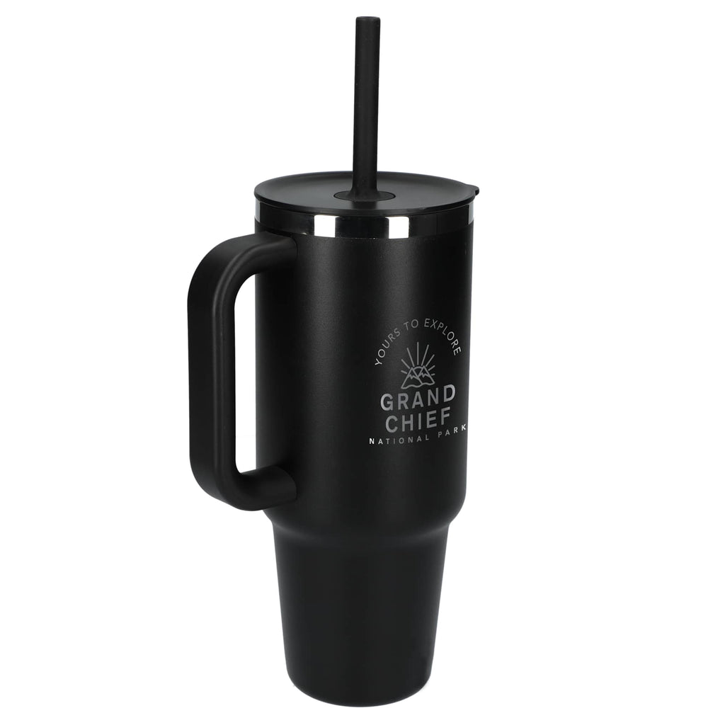 Hydro Flask All Around Travel Tumbler with Straw, 40 oz - Black - Left Angle