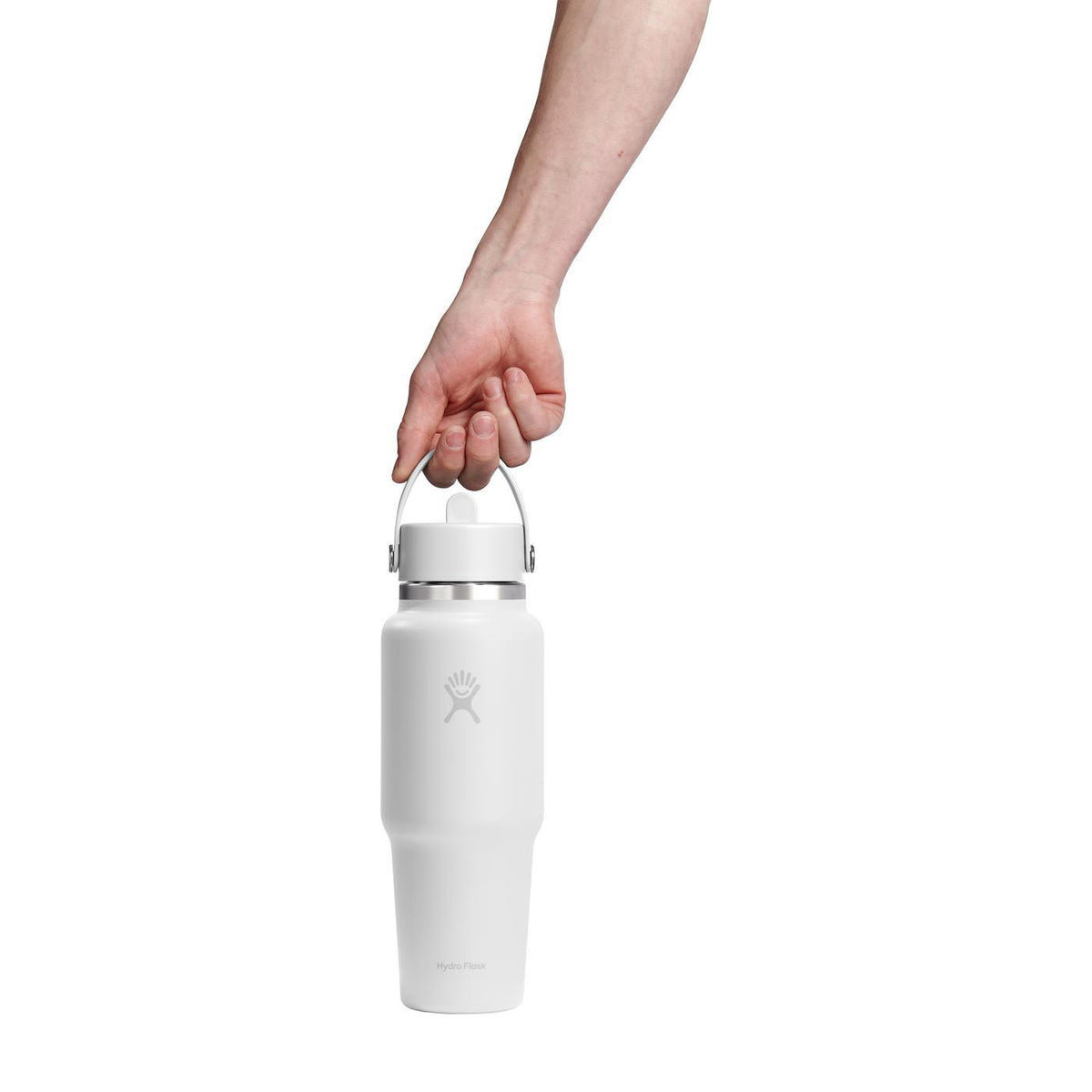 Hydro Flask Cupholder Friendly Straw Bottle, 32 oz Laser Engraving - White - View 4