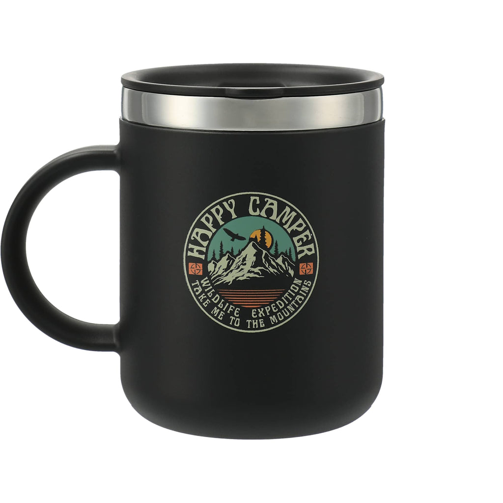 Hydro Flask Insulated Coffee Mug with Lid, 12 oz - Black - Front