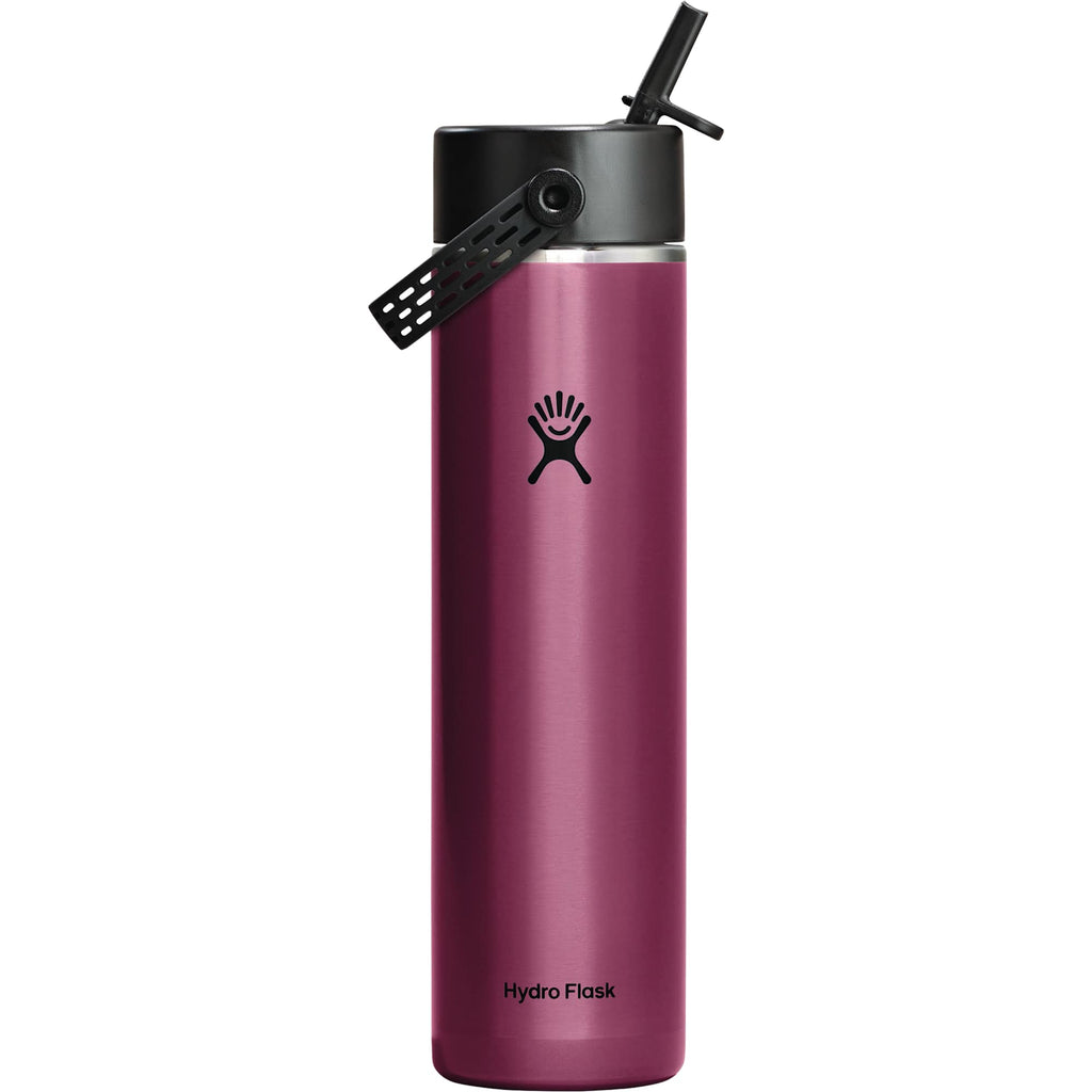 Hydro Flask Lightweight Wide Mouth Bottle with Flex Straw, 24 oz Full Color - Garnet Red - Back