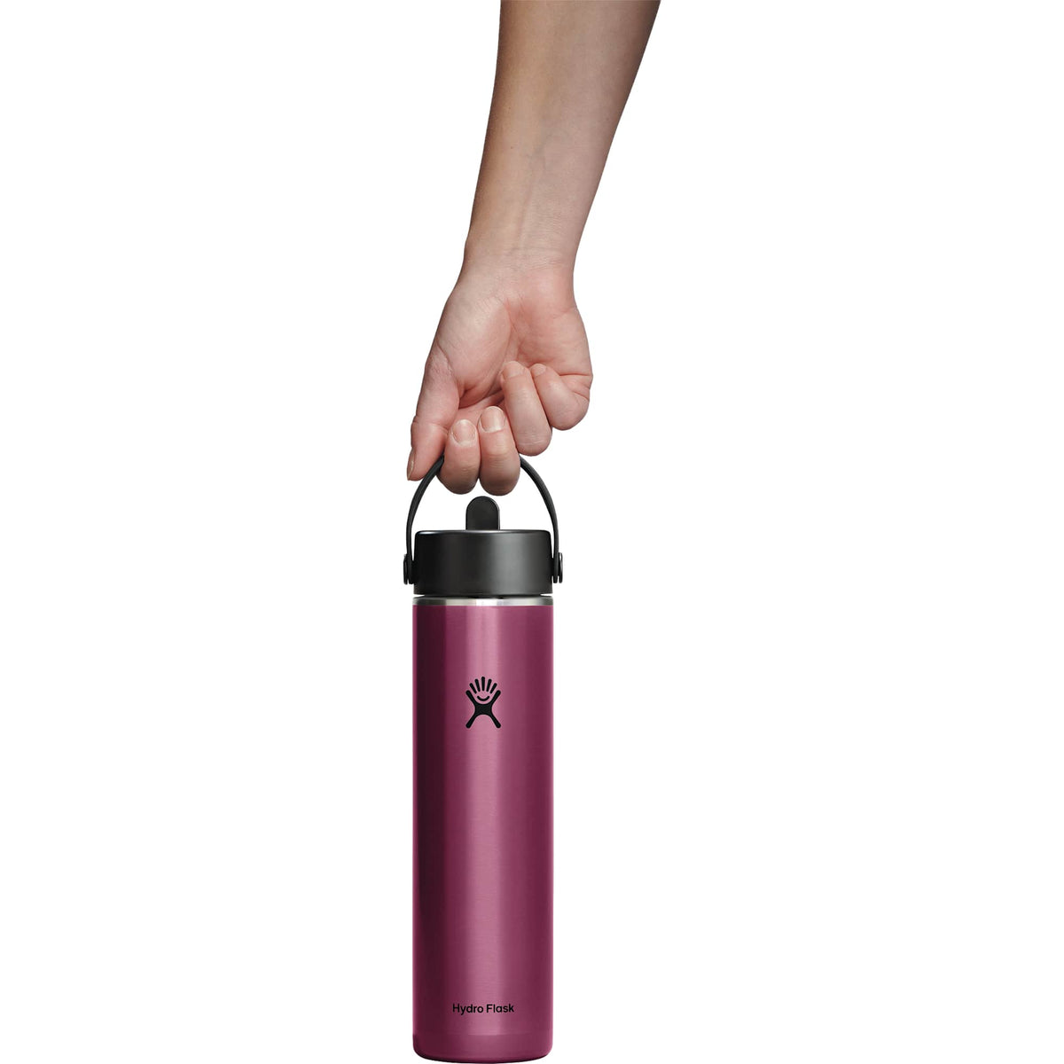 Hydro Flask Lightweight Wide Mouth Bottle with Flex Straw, 24 oz Full Color - Garnet Red - Lifestyle