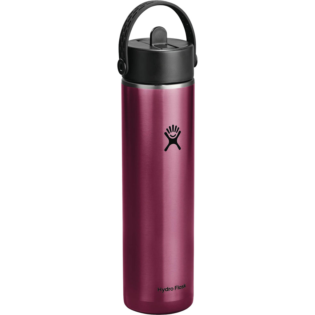 Hydro Flask Lightweight Wide Mouth Bottle with Flex Straw, 24 oz Full Color - Garnet Red - Right Angle