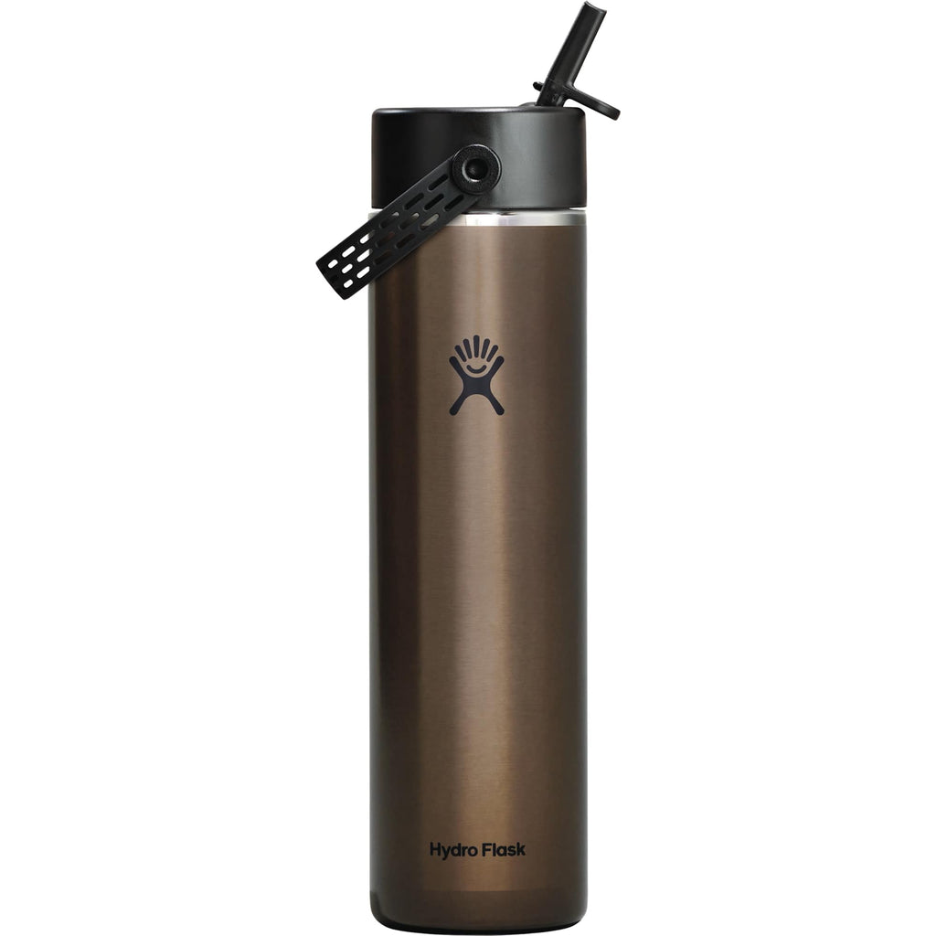 Hydro Flask Lightweight Wide Mouth Bottle with Flex Straw, 24 oz Full Color - Obsidian - Back