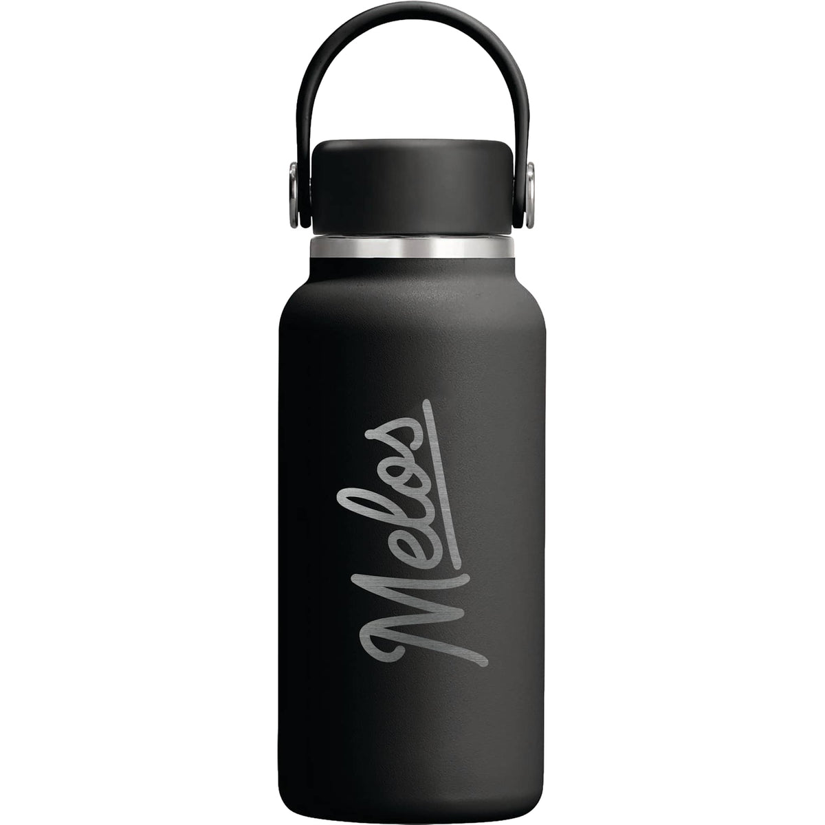 Hydro Flask Micro Hydro Mini Bottle with FlexClip, 10 oz Laser Engraving - Black - Front