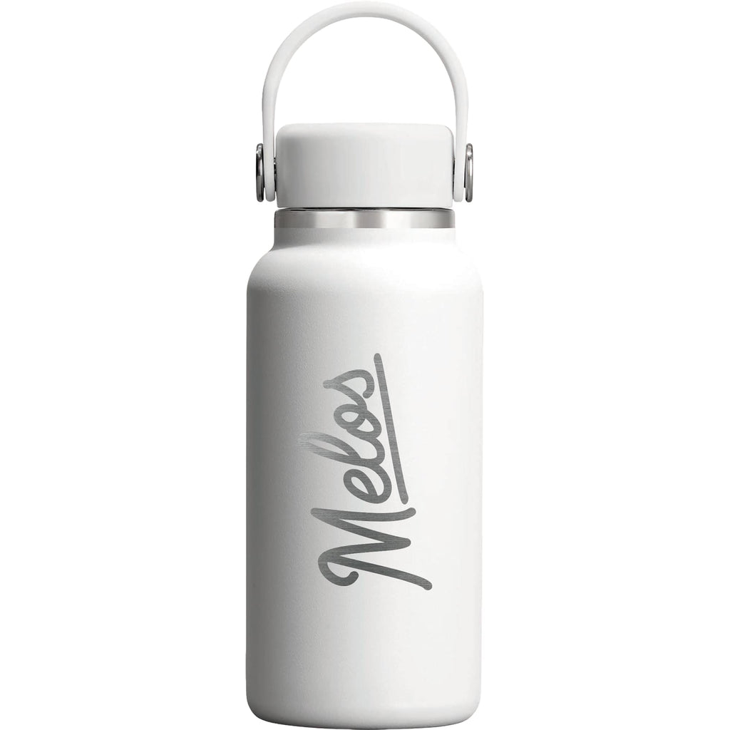 Hydro Flask Micro Hydro Mini Bottle with FlexClip, 10 oz Laser Engraving - White - Front