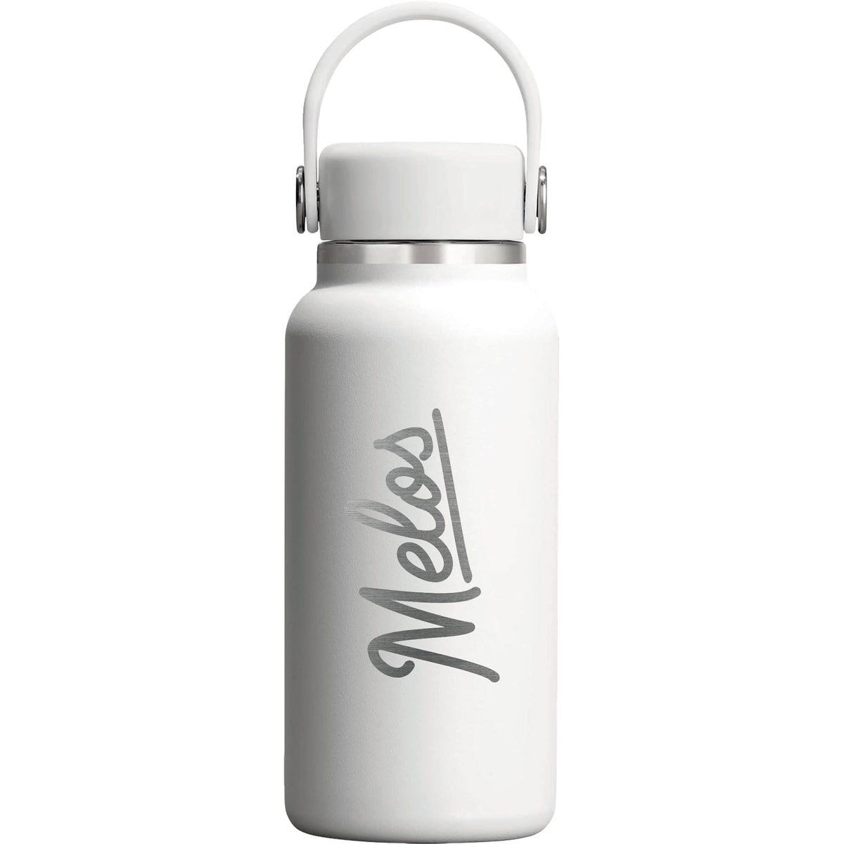 Hydro Flask Micro Hydro Mini Bottle with FlexClip, 10 oz Laser Engraving - White - Front