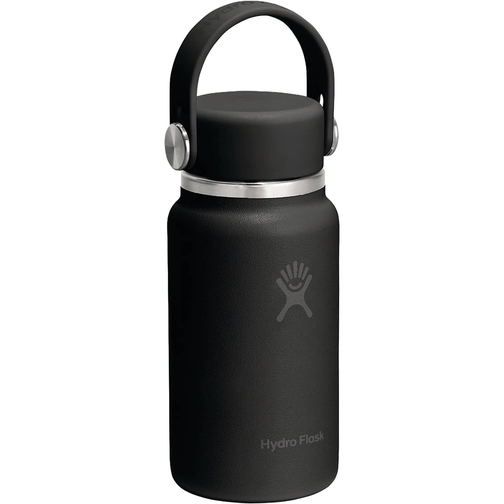 Hydro Flask Micro Hydro Mini Bottle with FlexClip, 6.7 oz Laser Engraving - Black - Back 2
