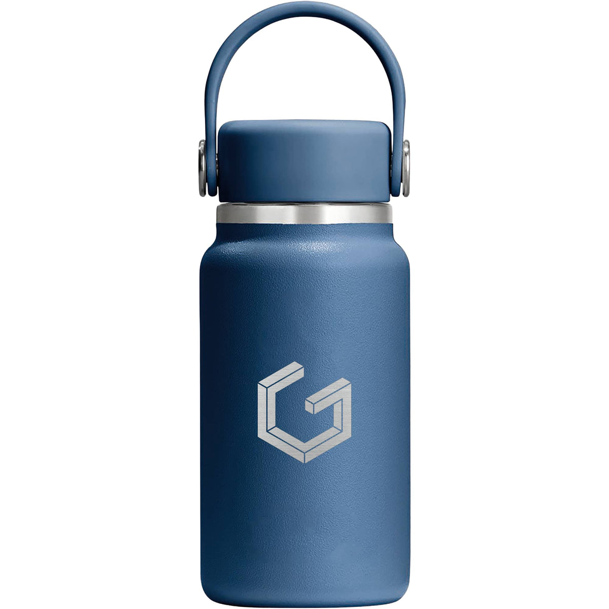 Hydro Flask Micro Hydro Mini Bottle with FlexClip, 6.7 oz Laser Engraving - Harbor Blue - Front