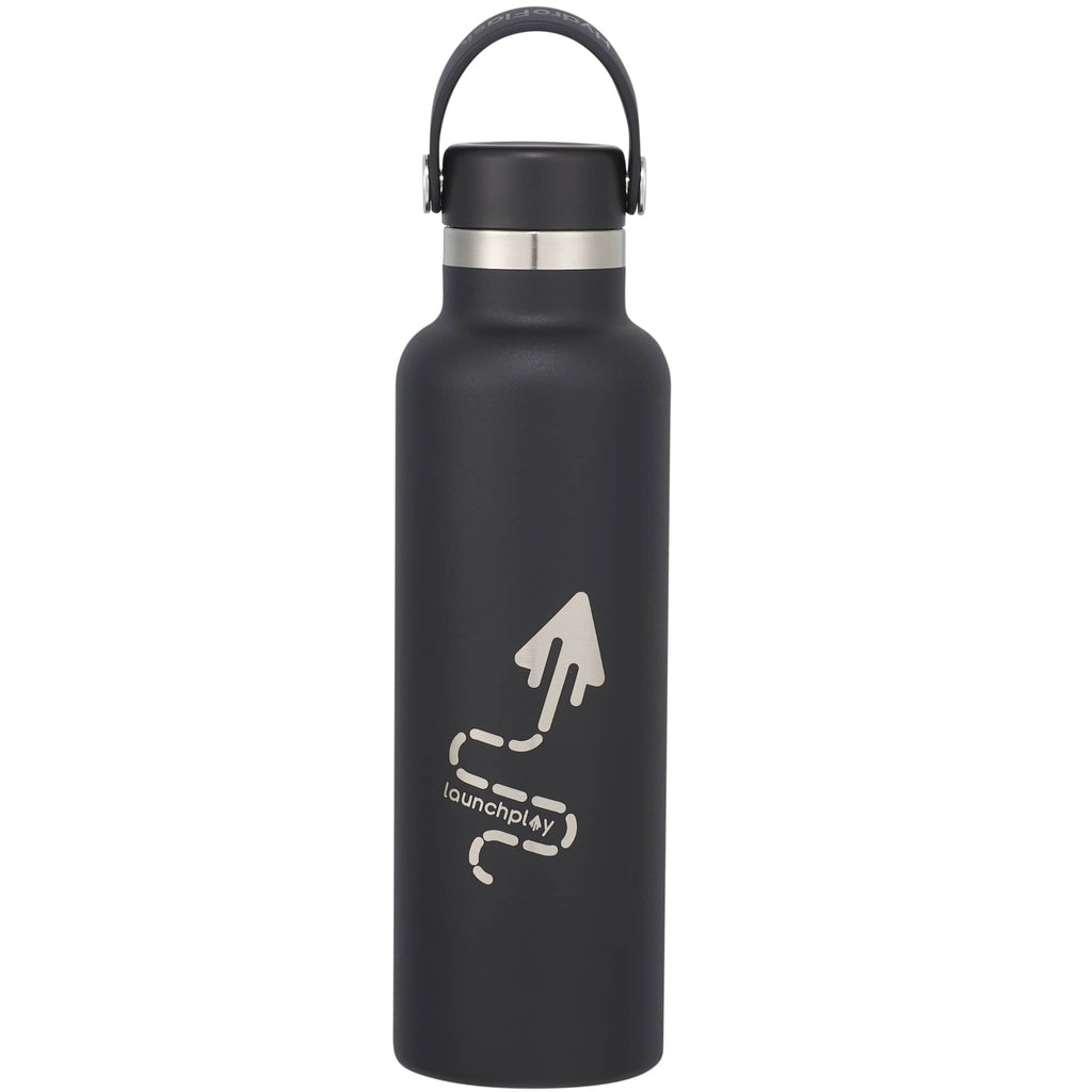 Hydro Flask Standard Mouth Bottle with Flex Cap, 21 oz Laser Engraving - Black - Front